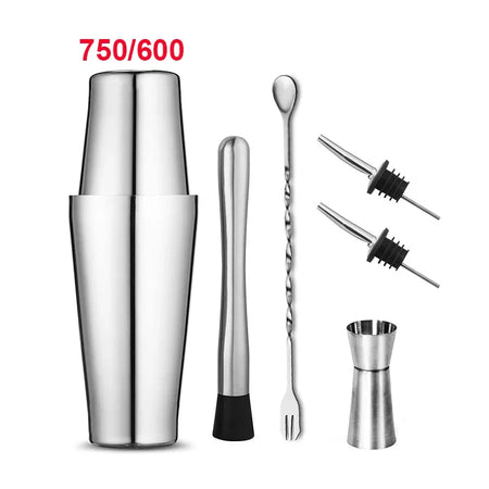UPORS Professional Stainless Steel Boston Shaker Set for Cocktail Mixing 6pcs 750x600