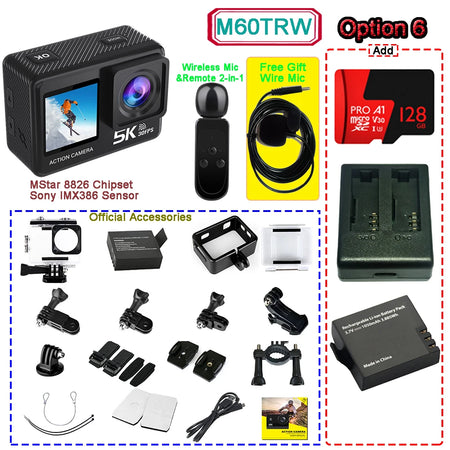 HUAFANT Action Camera &ndash; 5K Ultra-HD with Dual Screens M60TRW Option 6