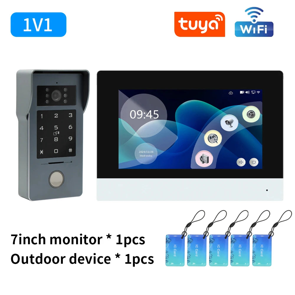 Tuya Wifi 7/10 Inch Video Intercom Kits &ndash; 1080P Doorbell R37W-1V1-7inch