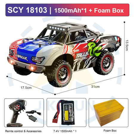 SCY 18103 4WD RC Car - High Speed Off Road Performance Blue-Red Foam Box