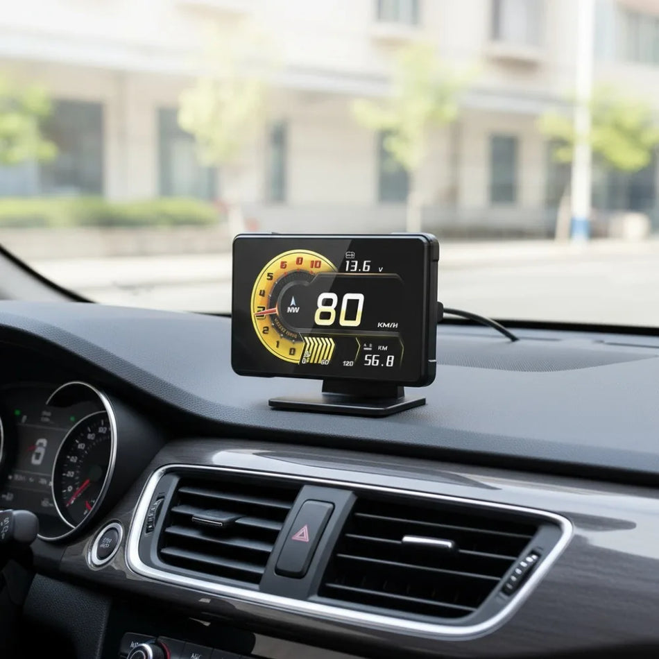 OBD-monitoiminen Head Up -näyttö täysikokoisella LCD:llä, vesilämpötila, öljylämpötila, kierroslukumittari