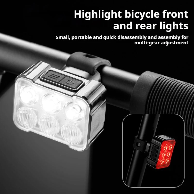 Bicycle Front and Rear Light, IPX5 Waterproof, Plastic Body