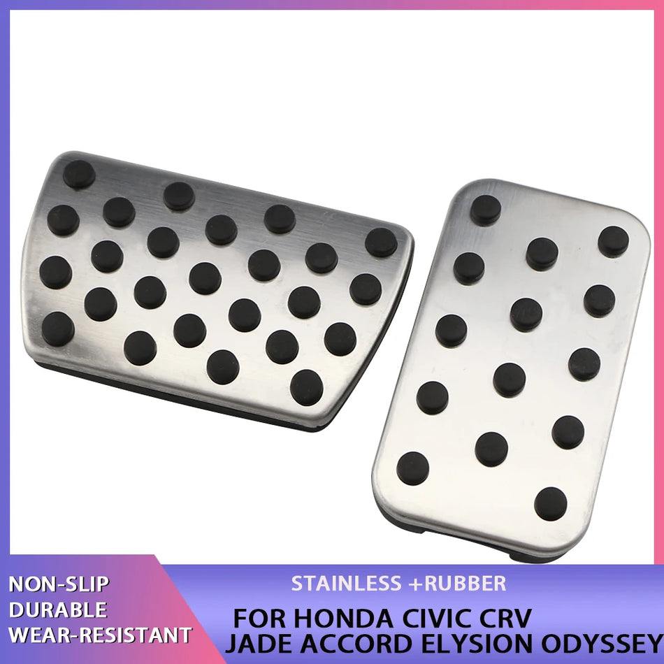 Coperture Pedali Gas e Freno in Acciaio Inossidabile per Honda Civic con Inserti in Gomma Antiscivolo e Finitura Nero Argento