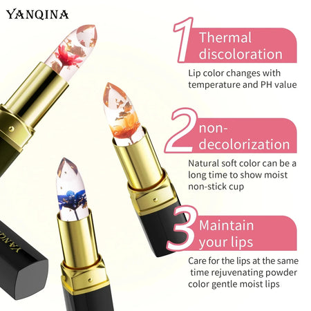 YANQINA Magic Lipstick Florett Jelly - Long Lasting Gold Foil, 24 Hours