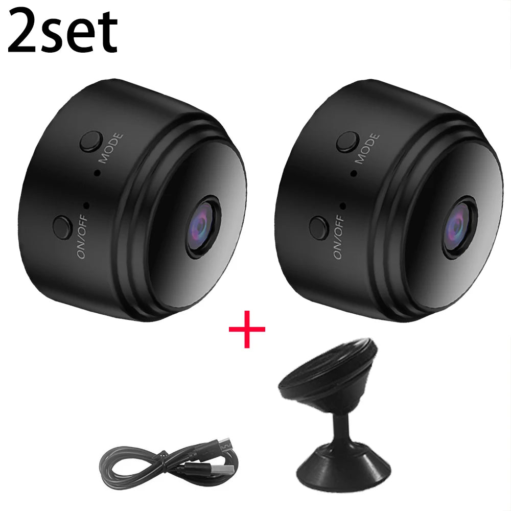 A9 Mini WiFi Camera - HD 1080P 2set black
