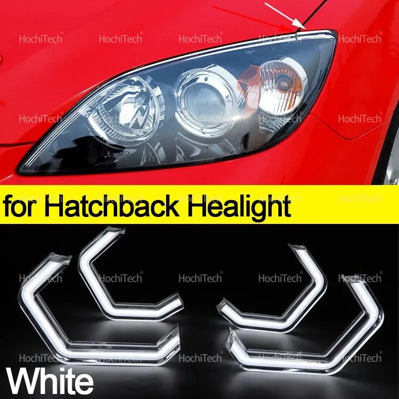 For Mazda 3 Mazda3 Axela BK Sedan 2003-2008Retrofit DTM M4 Style Lemon Yellow White Headlamp CSL Style Day Light Angel Eyes Kit by InterCyprus Trading Ltd
