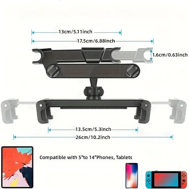 Car Tablet Holder Headrest Ipad Mount - Telescopic Secure