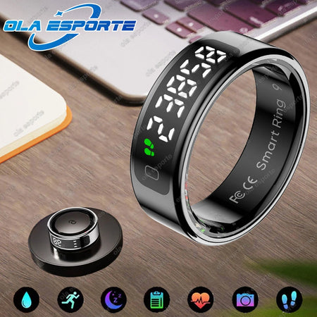LED Display Smart Ring for Heart Rate &amp; Blood Oxygen Monitoring | Multi Sports Mode | Waterproof Black / 12