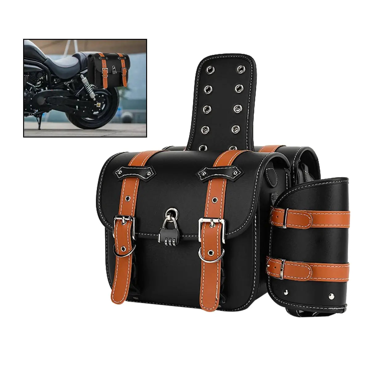 PU leather motorcycle side box waterproof motorcycle side saddle bag universal version suitable for Harley Suzuki Kawasaki Yamah by InterCyprus Trading Ltd