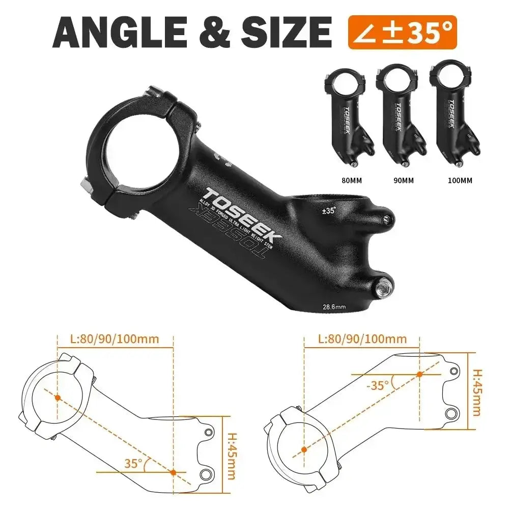 TOSEEK Bicycle Handlebar Stem 60/70/80/90/100mm MTB Stem 28.6mm 31.8mm Negative Power Mtb Lightweight Road Bike Table by InterCyprus Trading Ltd