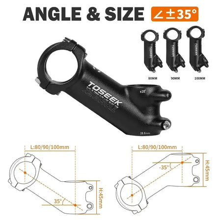 TOSEEK Bicycle Handlebar Stem 60/70/80/90/100mm MTB Stem 28.6mm 31.8mm Negative Power Mtb Lightweight Road Bike Table by InterCyprus Trading Ltd