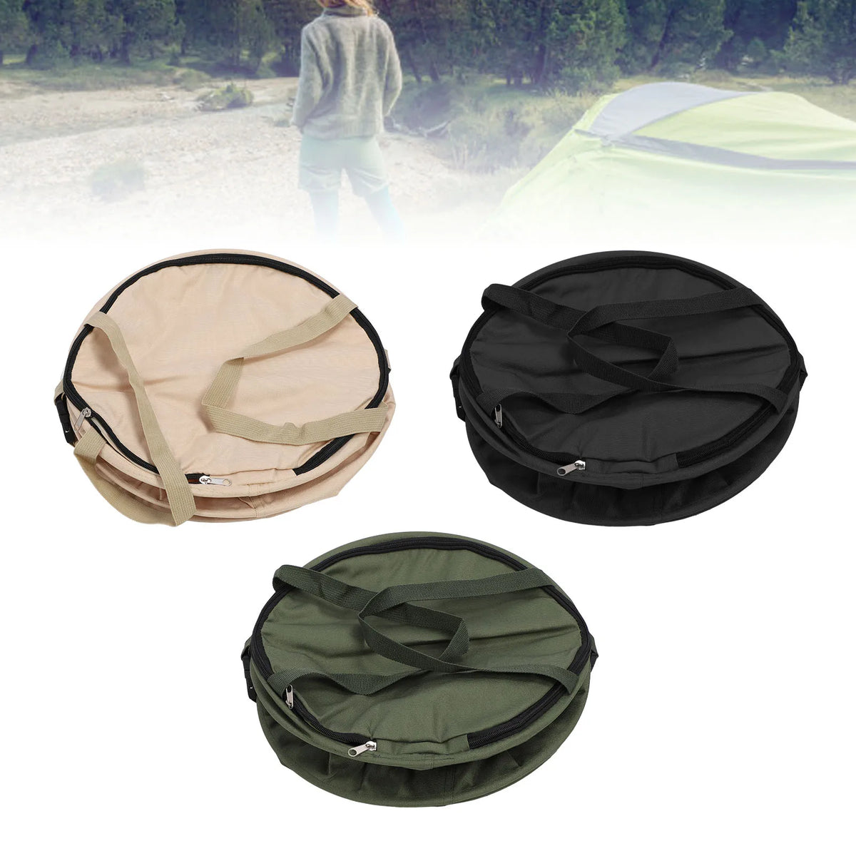 Camping Trash Can &ndash; Large 37.8L Capacity Foldable With Lid