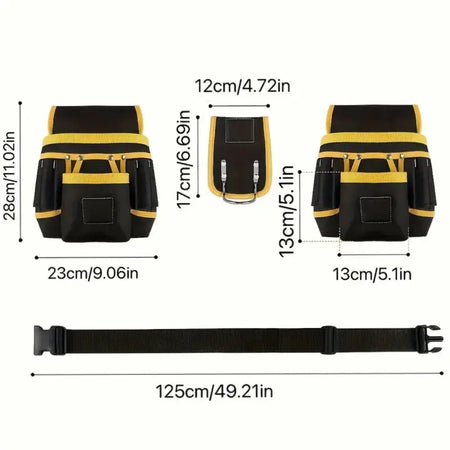 Tool Belt Bag Utility Belt Adjustable Pockets Tool Belts Detachable Work Pouch Bag Heavy Waist Apron Versatile Pouch by InterCyprus Trading Ltd