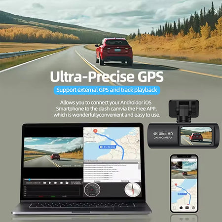 4K WIFI Dash Cam Mini Car DVR &ndash; Dual Lens Front and Rear with Night Vision and GPS