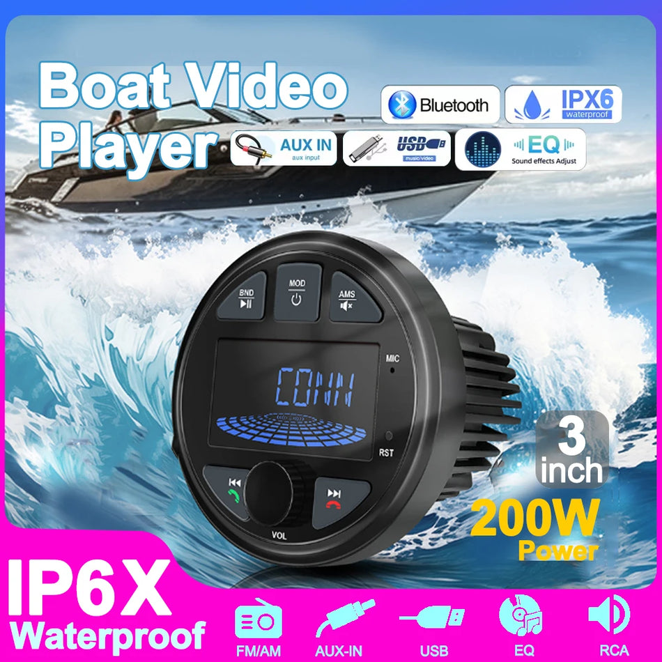 AVT002 Марино Радио за Кораб с IP6X Водоустойчивост, 4x50W Bluetooth AUX