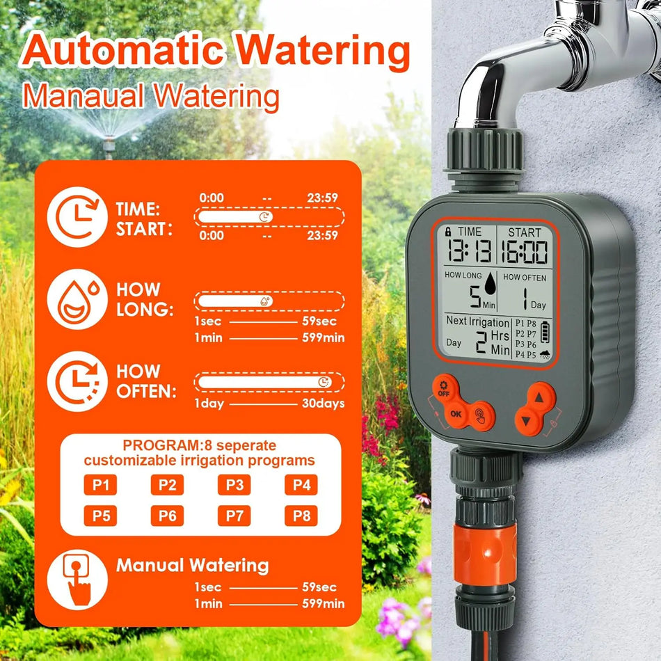 Таймер полива Fixkit с ЖК-дисплеем и задержкой дождя для сада