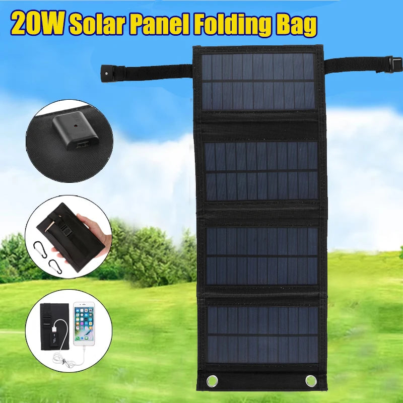 20W Foldable Solar Panel 5V USB Charger &ndash; Portable Power