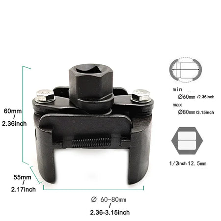 Protable Adjustable TwoJaws Oil Filter Wrench &ndash; Fits 60-80mm