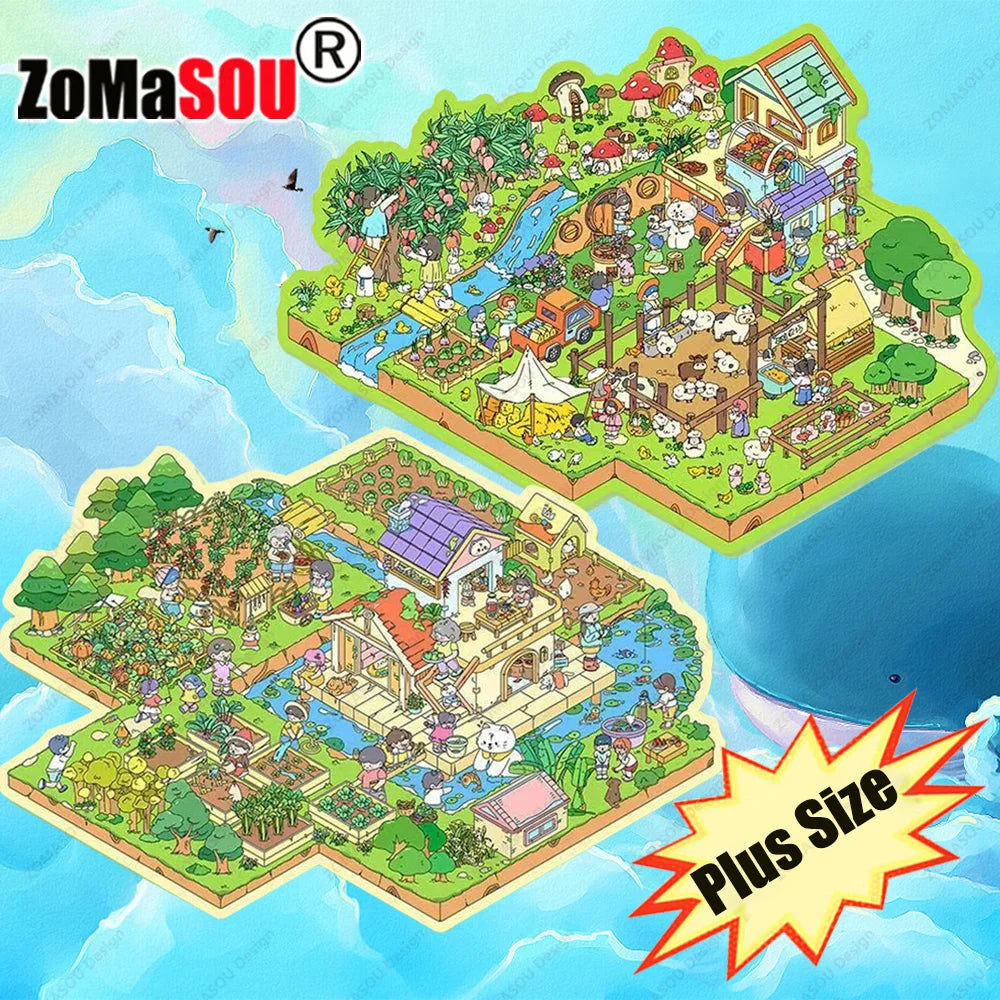 Whimsical Plus Size Cartoon Ranch &amp; Farm 2.5D Landscape Stickers