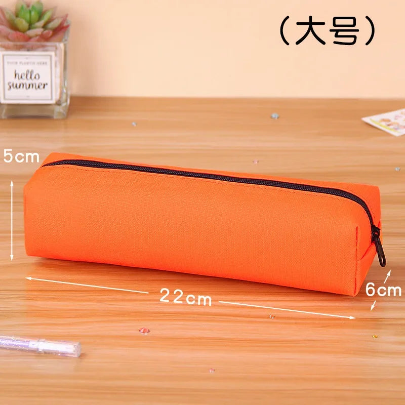 Kawaii Large Capacity Pencil Case - Durable Fabric School Supplies orange