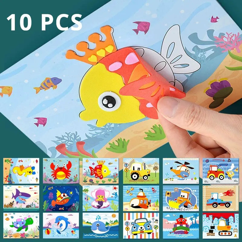 3D EVA Foam Sticker Art Craft Kit for Kids - 10 Pcs