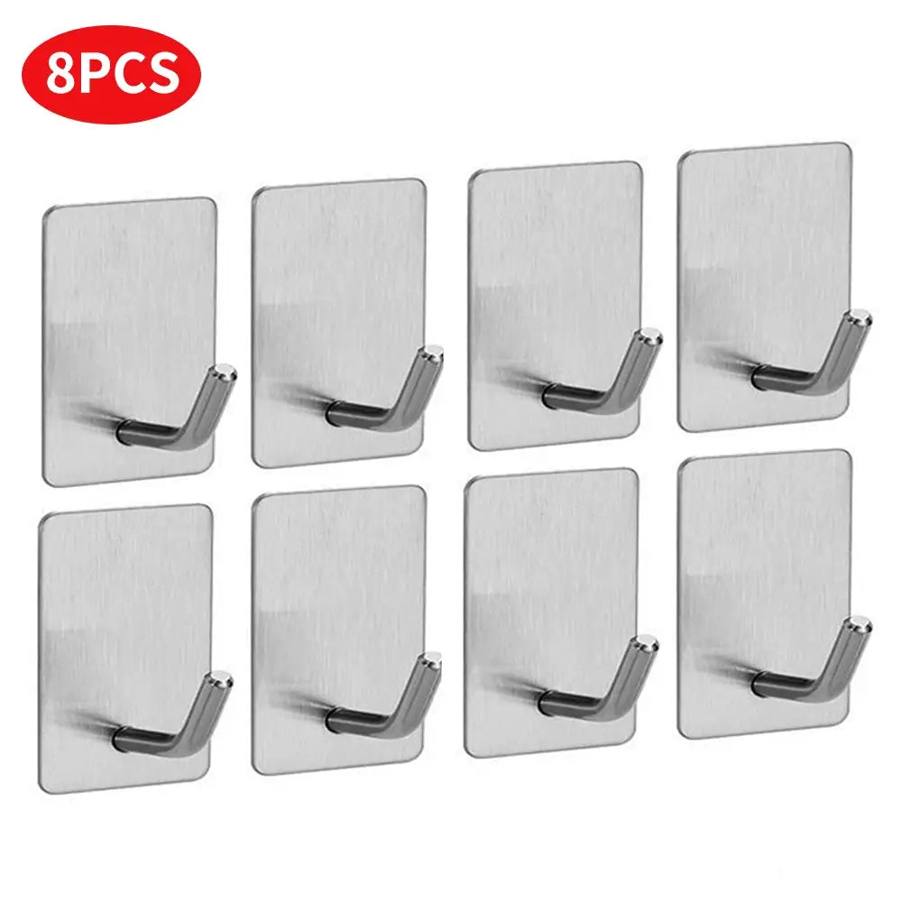 4/8pcs stainless steel small hooks, no drilling, wall mounted, kitchen, bathroom, office key hooks wall hook adhesive wall hooks by InterCyprus Trading Ltd