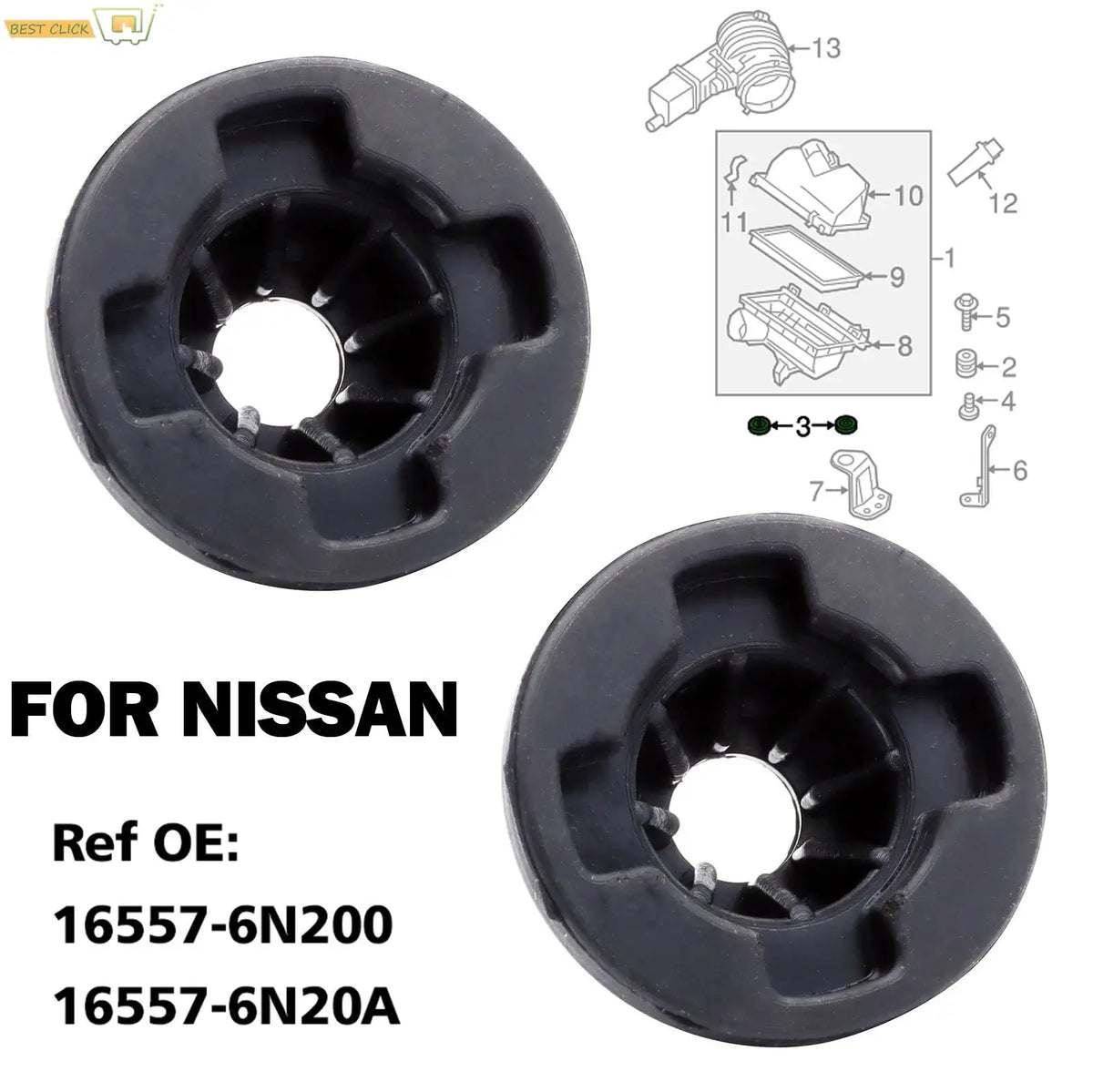 2X For Nissan ALTIMA NOTE MICRA MARCH ELGRAND JUKE PATHFINDER Air Intake Cleaner Filter Housing Box Rubber Mount Buffer Cushion by InterCyprus Trading Ltd