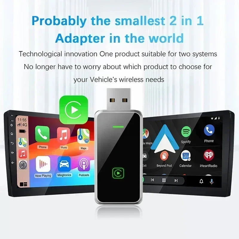 2025 2-in-1 Wireless Android Auto &amp; Apple CarPlay Dongle for Suzuki Ignis - Seamless Plug and Play Car Accessory Black