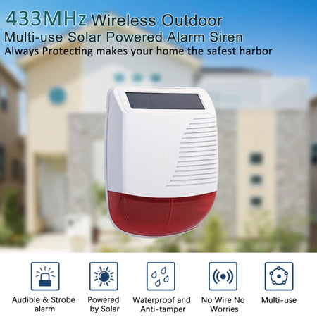 SN40 433MHz Wireless Outdoor Solar Siren &ndash; Waterproof