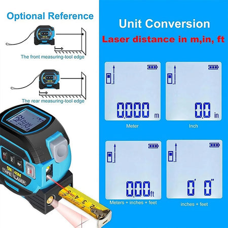 3-in-1 High Precision Laser Tape Measure - 40/60M with Data Storage