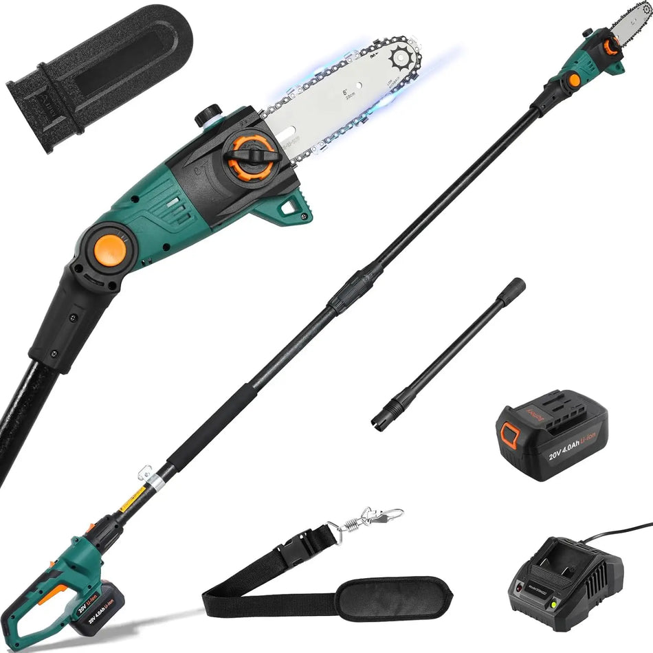 Cordless Polesaw Pruner With Auto Tension 20V 4Ah Battery