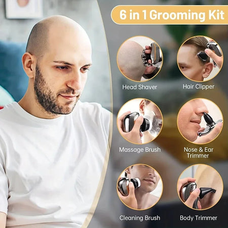Versatile Wet Dry Electric Shaver with LCD Display and 5-in-1 Grooming Kit