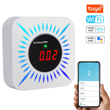 Tuya ZigBee CO and Gas Leak Detector &ndash; LCD Screen Display Tuya WiFi