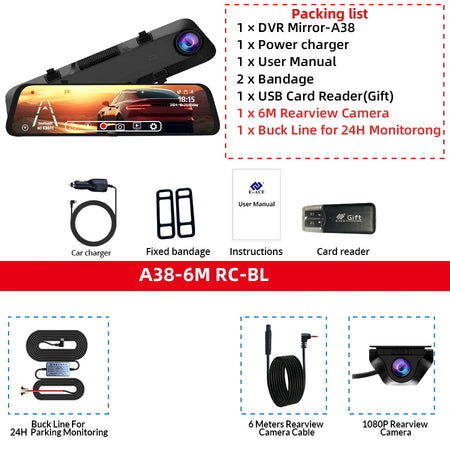 ACCEO 2.5K Dsahcam 12 Inch Touch Mirror - Built In WiFi A38-6M RC-KIT / 128G