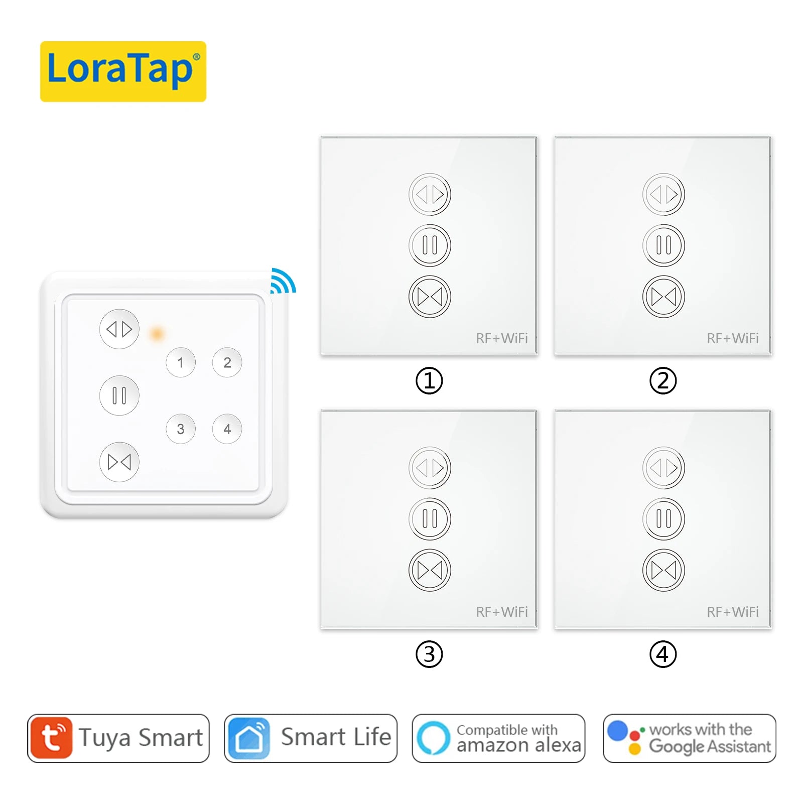 Smart Curtain Switch for Google &amp; Alexa 4 Channels 4 Switchs / CHINA