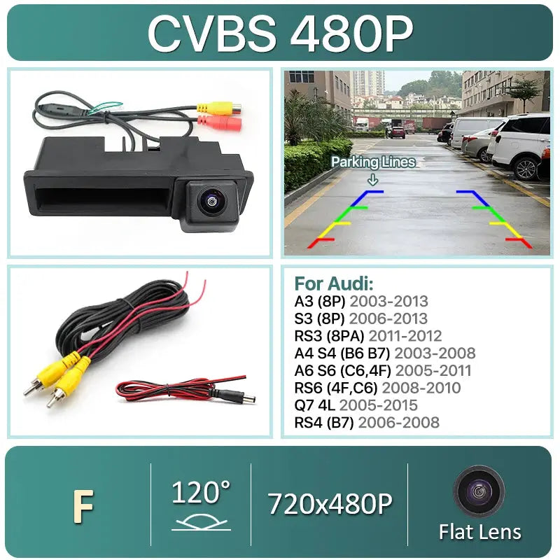 AHD 1080P 170° Car Rear View Trunk Handle Camera For Audi A1 A3 A4 A6 A6L S5 Q5 Q7 2005-2012 Vehicle Dynamic Trajectory by InterCyprus Trading Ltd
