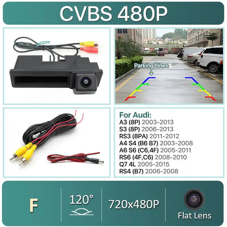 AHD 1080P 170° Car Rear View Trunk Handle Camera For Audi A1 A3 A4 A6 A6L S5 Q5 Q7 2005-2012 Vehicle Dynamic Trajectory by InterCyprus Trading Ltd