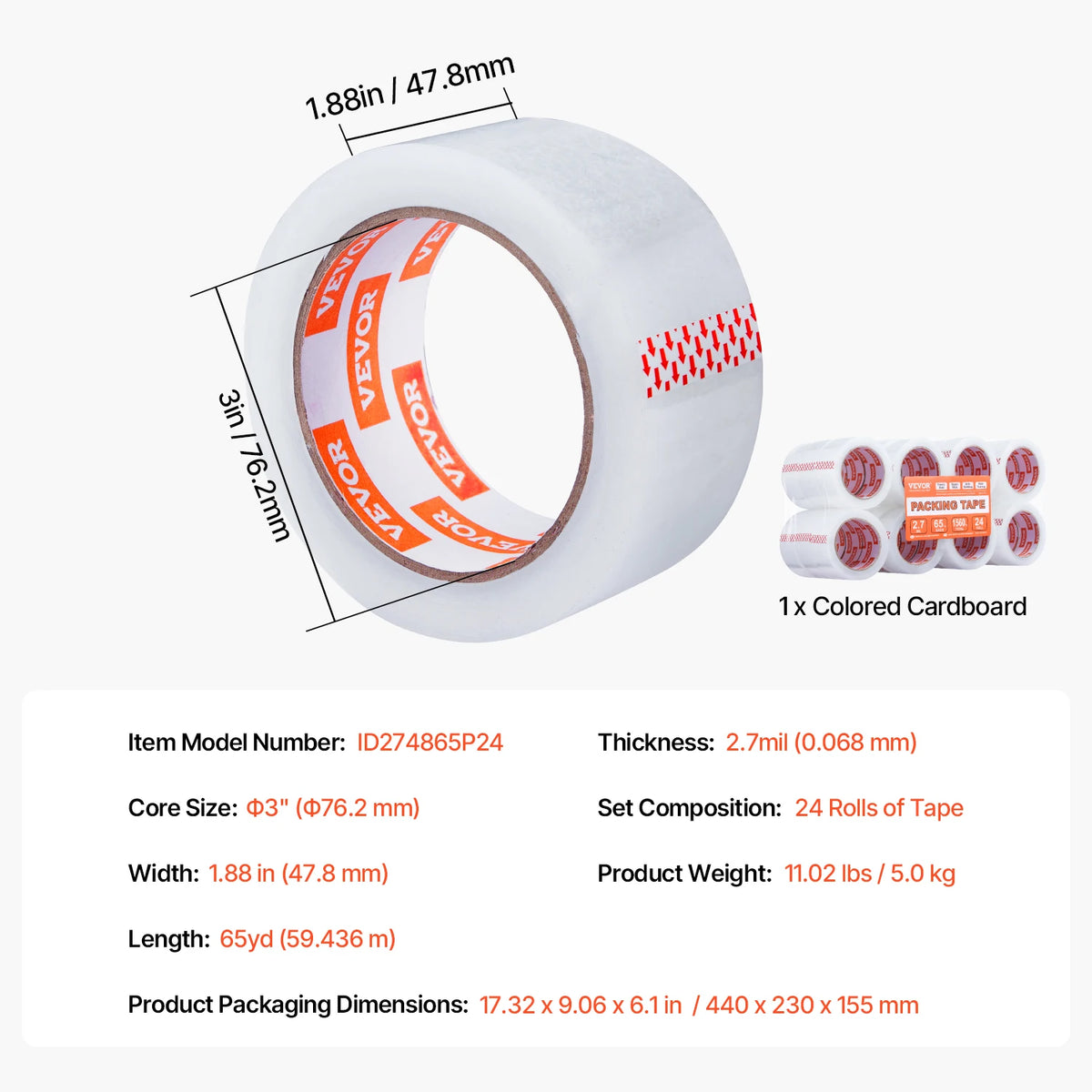 SucceBuy 4.8cm Transparent Tape &ndash; Heavy Duty Adhesive 24Rolls / spain