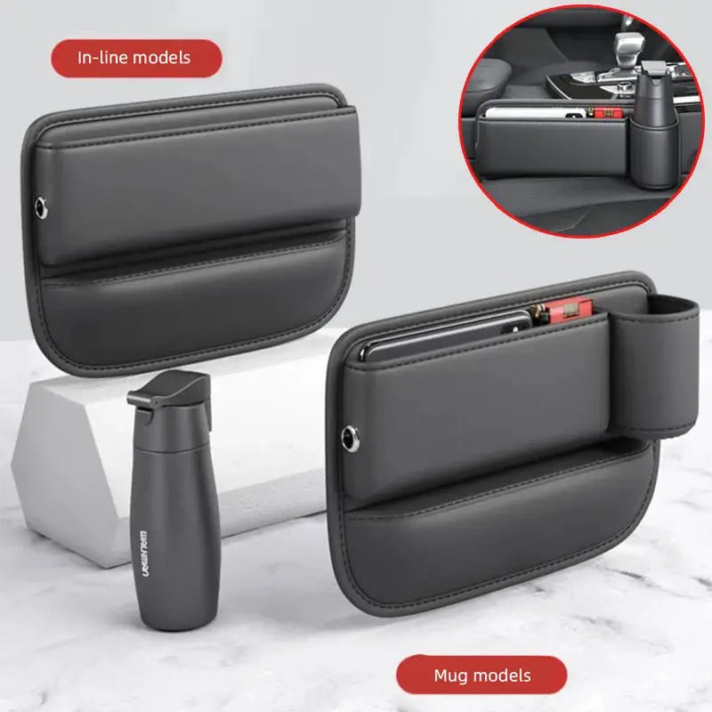 Car Seat Gap Storage Box Made Of PU Leather With Cup Holder by InterCyprus Trading Ltd