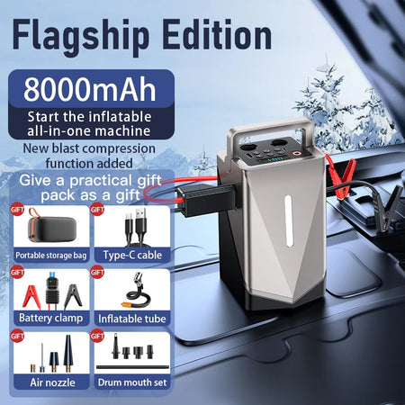 12V Multifunctional Car Jump Starter &amp; Air Pump 8000mAh
