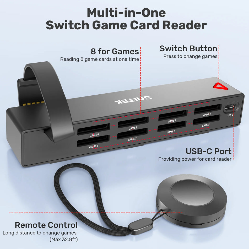 🟠 Αναγνώστης καρτών παιχνιδιού Unitek Switch για το Nintendo Switch/Switch OLED Multi Gaming Card Switcher με αξεσουάρ ασύρματου ελέγχου NS