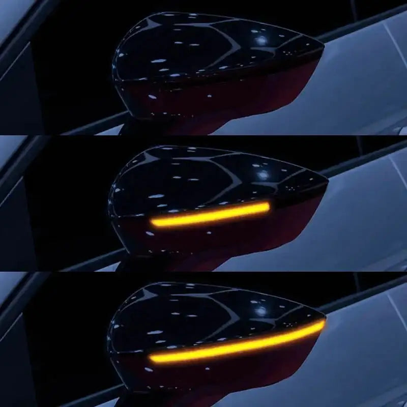 Smoked Black Yellow Streamer Turn Signal Mirrors For SEAT