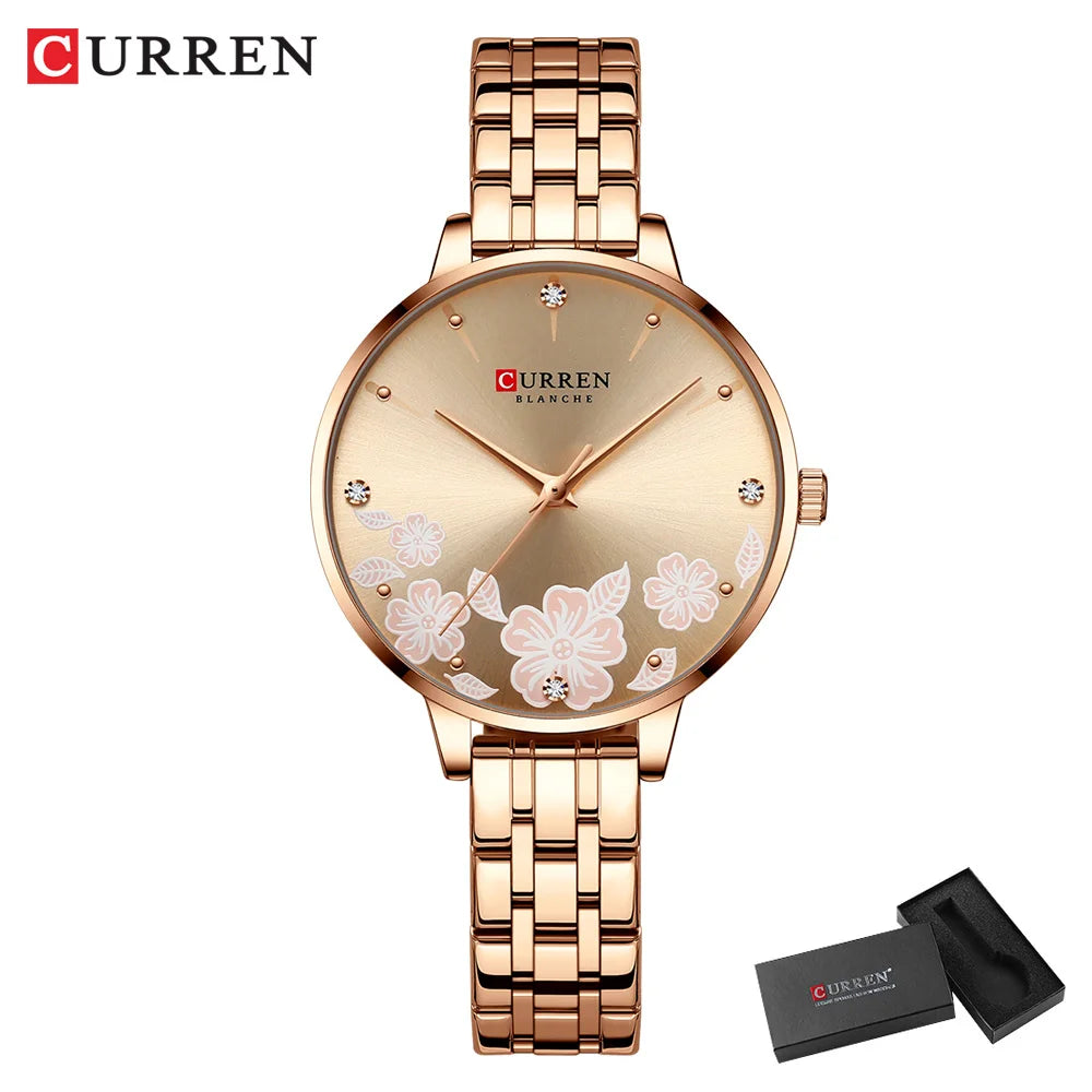 CURREN Ultra Thin Stainless Steel Women&rsquo;s Quartz Watch rose box