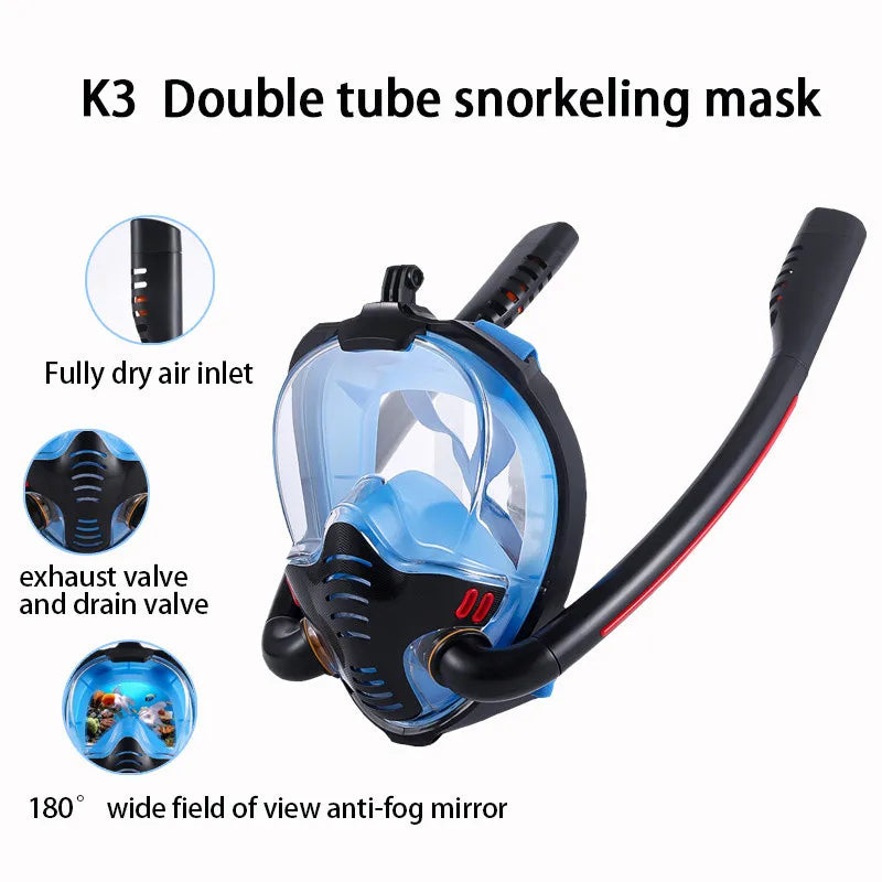 Snorkeling Mask Double Tube &ndash; Full Dry Underwater Breathing