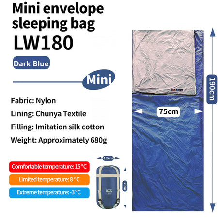 Camping Ultralight Compact Sleeping Bag &ndash; Waterproof Dark Blue 180L
