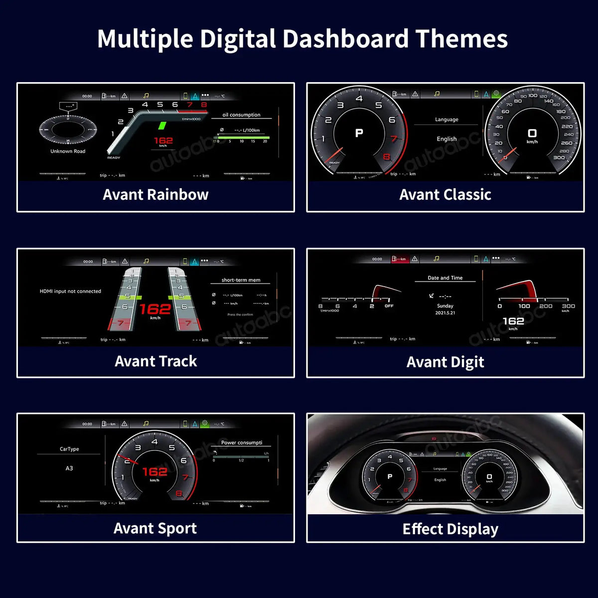 AUTOABC 12.3' LCD Digital Dashboard Cluster Wireless CarPlay Android Auto FOR AUDI A4 2012-2016 year With Airplay 5UI Function by InterCyprus Trading Ltd