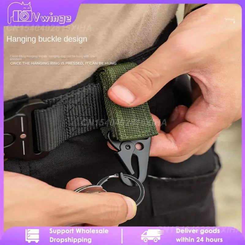 Tactical Mountaineering Buckle Military Climbing Camping Tool Nylon Carabiner Keychain Webbing Belt Triangle Camping Supplies