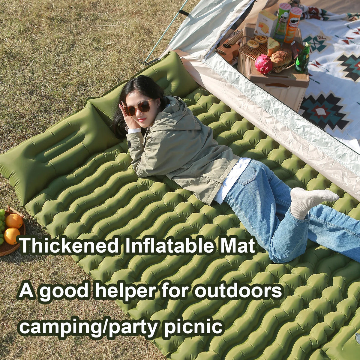 Tomshoo Camping Sleeping Pad 79in &ndash; Built-in Inflator Pump