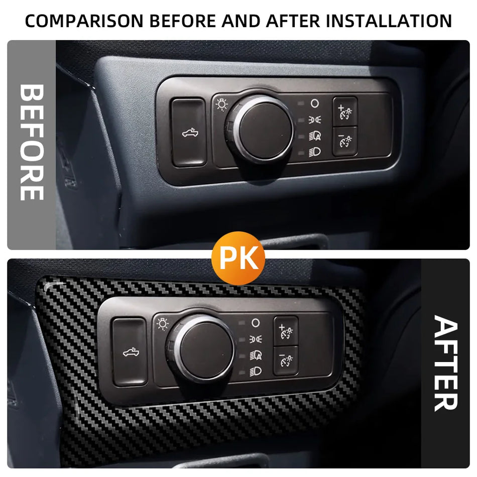 Капак на панела за превключвател на фарове Ford Maverick, ABS с черно покритие от въглеродни влакна