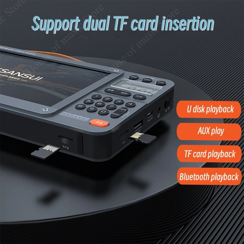 SANSUI F51/F50 Portable FM Radio with Bluetooth, Dual TF Slots &amp; MP4 Player